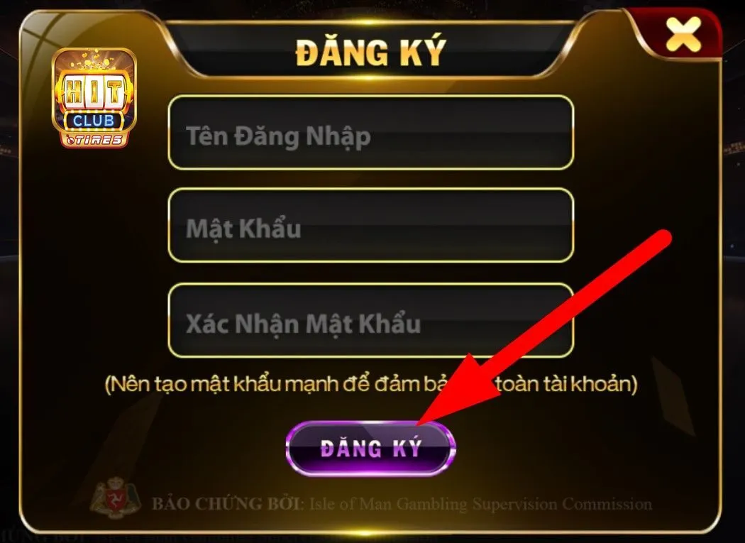 Người chơi gửi lệnh đăng ký Hitclub 
