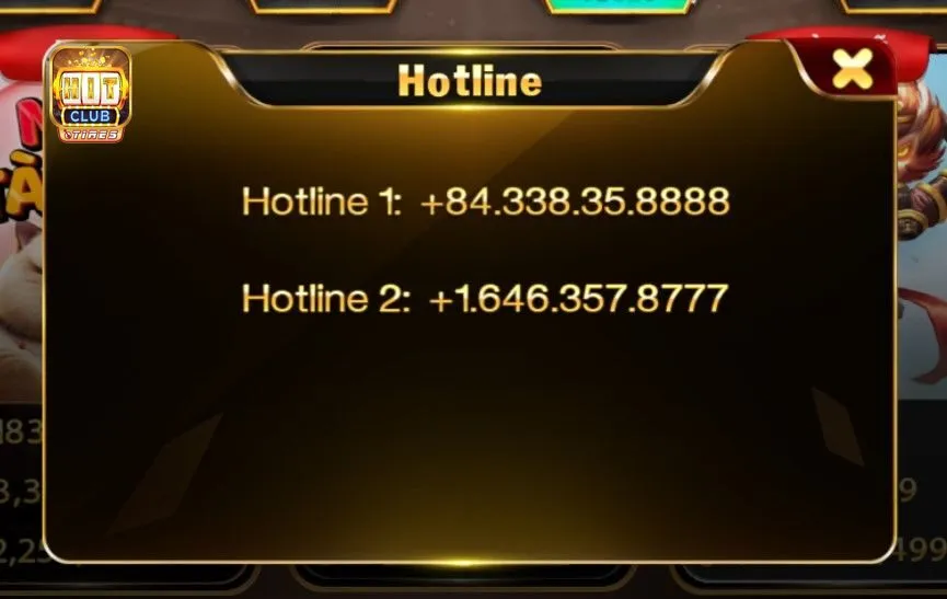 Người chơi có thể liên hệ trực tiếp qua hotline Hitclub